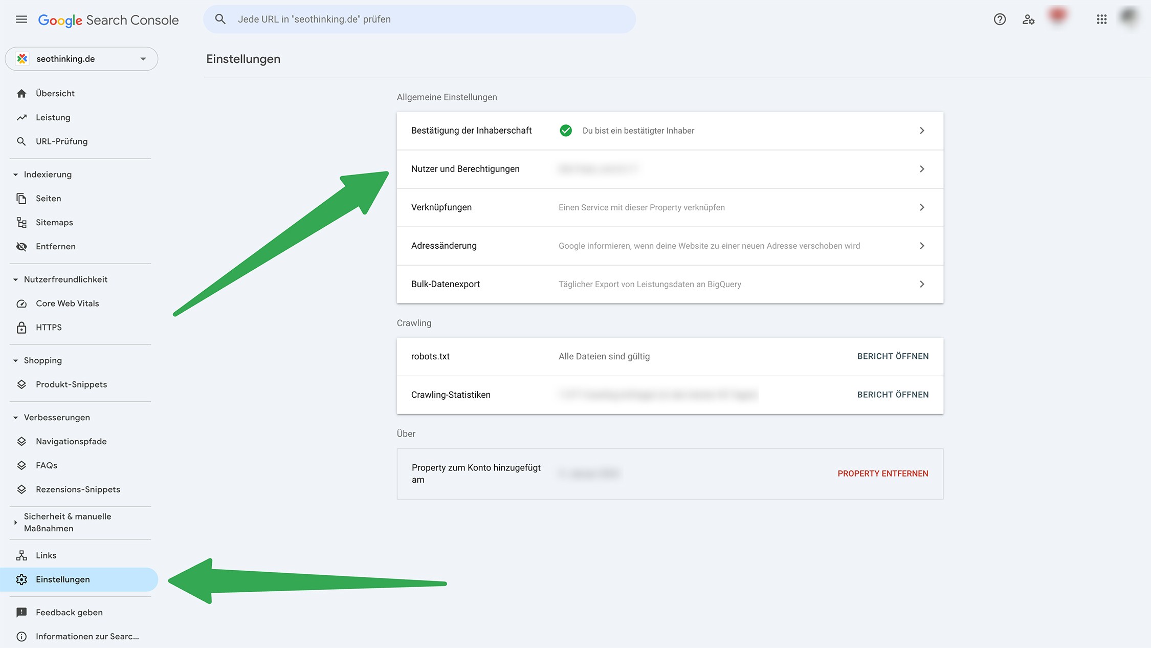 Schritt 3: Einstellungen öffnen und „Nutzer & Berechtigungen“ wählen