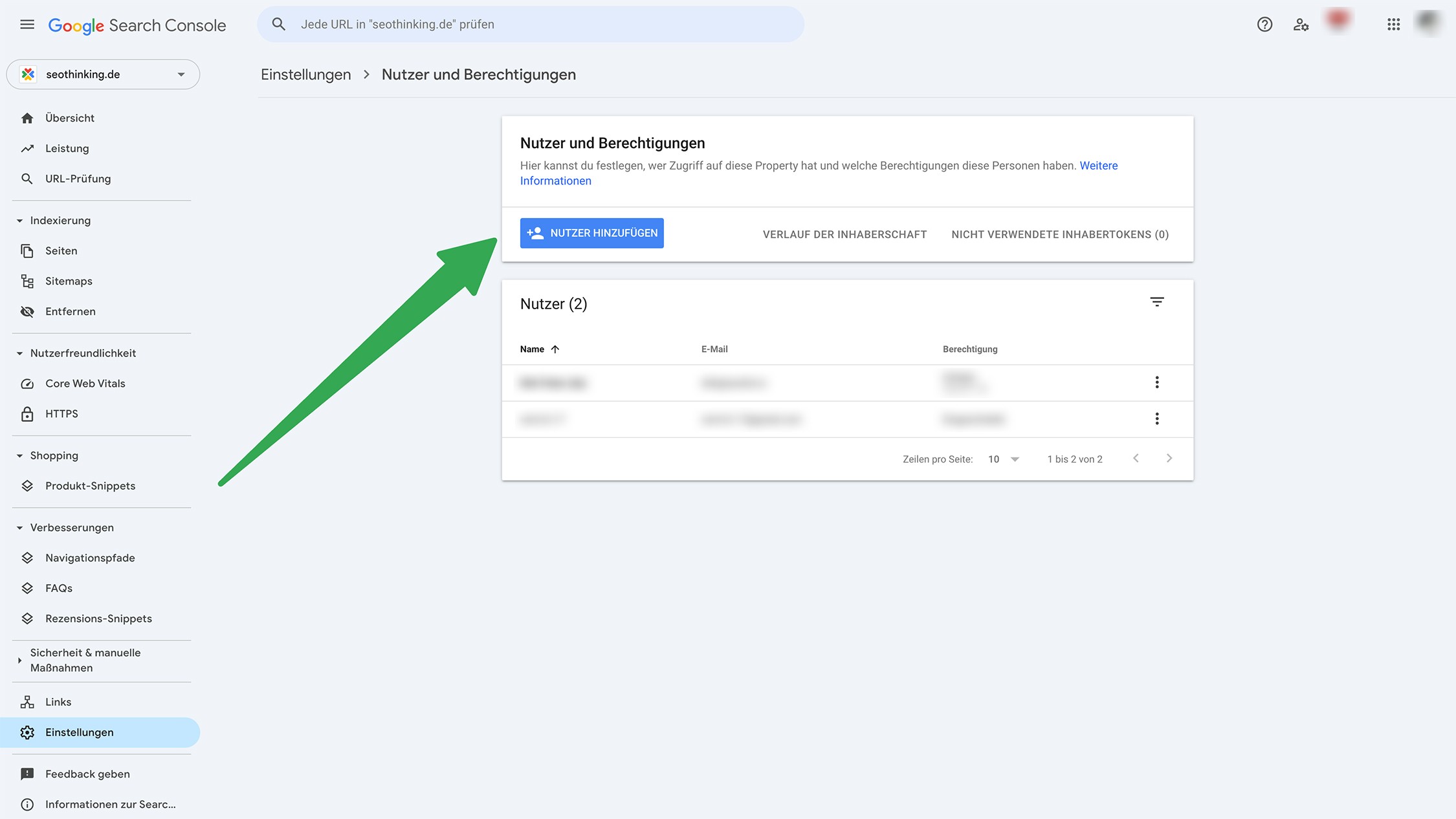 Schritt 4: Nutzer & Berechtigungen, „Nutzer hinzufügen“ klicken